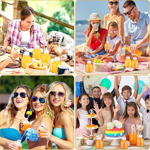 Thyle 100 Pcs Mini Plastic Juice Bottles with Caps for Juicing Small Clear Containers for Mini Fridge Reusable Drink Bottles PET Empty Water Bottles with Lids for Smoothies Beverages (White,12 oz) in Saudi Arabia