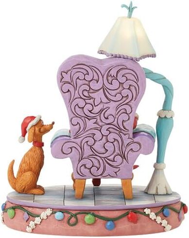 كرسي القراءة Enesco Dr. Seuss Grinch من Jim Shore Grinch مع تمثال مضاء بمصباح، راتنج حجري مصنوع يدويًا من الراتنج المضيء لعيد الميلاد تمثال منحوت لديكور المنزل، 8 بوصة، متعدد الألوان in Saudi Arabia