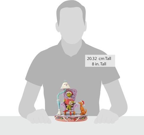 كرسي القراءة Enesco Dr. Seuss Grinch من Jim Shore Grinch مع تمثال مضاء بمصباح، راتنج حجري مصنوع يدويًا من الراتنج المضيء لعيد الميلاد تمثال منحوت لديكور المنزل، 8 بوصة، متعدد الألوان in Saudi Arabia