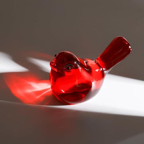 H&D HYALINE & DORA 3" Red Glass Bird Figurine Miniature Hand Blown Glass Birds Crystal Glass Animals Decorative Collectible Figurines Decor in Kuwait