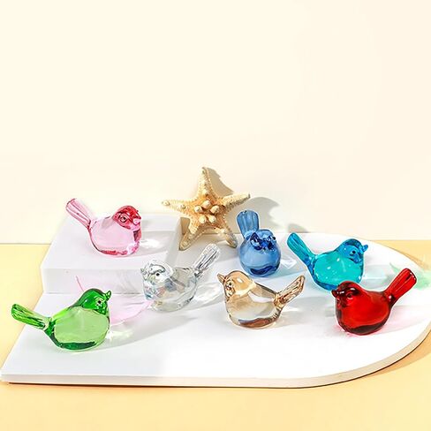 H&D HYALINE & DORA 3" Red Glass Bird Figurine Miniature Hand Blown Glass Birds Crystal Glass Animals Decorative Collectible Figurines Decor in Kuwait