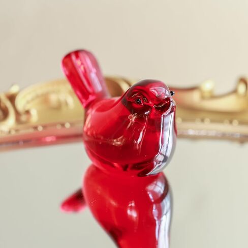 H&D HYALINE & DORA 3" Red Glass Bird Figurine Miniature Hand Blown Glass Birds Crystal Glass Animals Decorative Collectible Figurines Decor in Kuwait