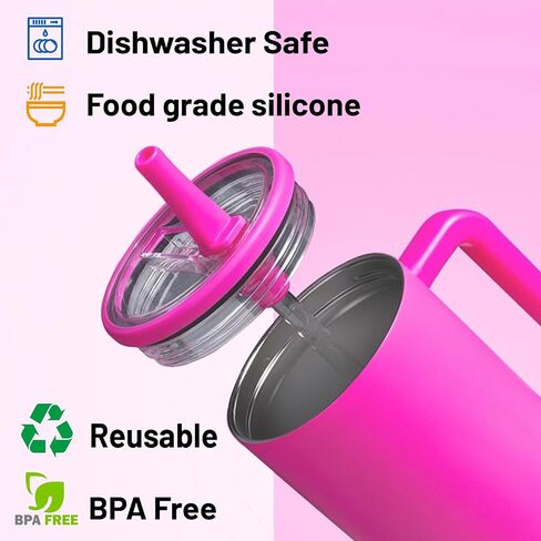 40 OZ Tumbler Flip Straw Lid Replacement Fit for Stanley Quencher Tumbler, Spill Proof and Leak Resistant, 2 PCS Tumbler Lids Fit for Stanley Cup(White) in Saudi Arabia