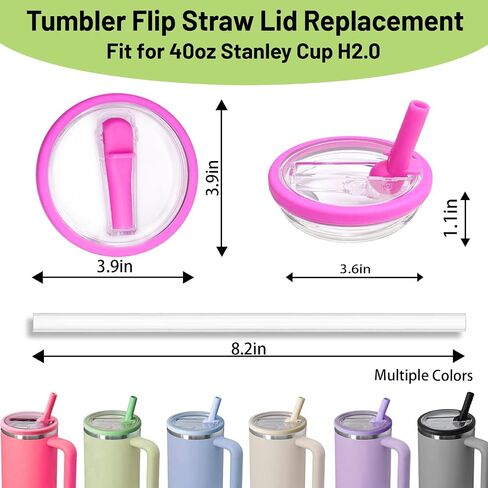 40 OZ Tumbler Flip Straw Lid Replacement Fit for Stanley Quencher Tumbler, Spill Proof and Leak Resistant, 2 PCS Tumbler Lids Fit for Stanley Cup(White) in Saudi Arabia
