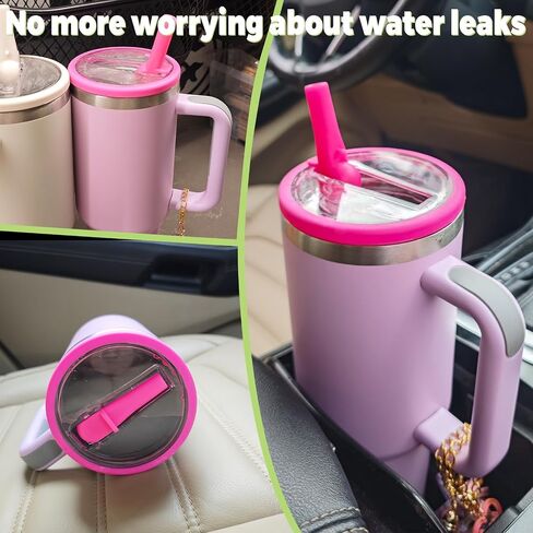 40 OZ Tumbler Flip Straw Lid Replacement Fit for Stanley Quencher Tumbler, Spill Proof and Leak Resistant, 2 PCS Tumbler Lids Fit for Stanley Cup(White) in Saudi Arabia