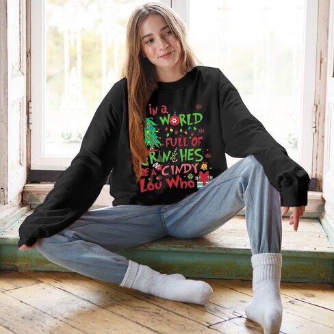KIMSOONG Christmas Sweatshirt for Women Be A Cindy Lou Who Shirt Cute Christmas Graphic Tshirts Oversized Long sleeve Tops in Kuwait