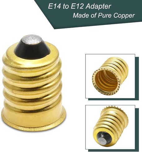 10 Pack E14 to E12 Adapter Converter, European to Candelabra Reducer, Pure Copper Light Adapter Socket Bulb Adapter, Golden Lamp Adapter in Saudi Arabia