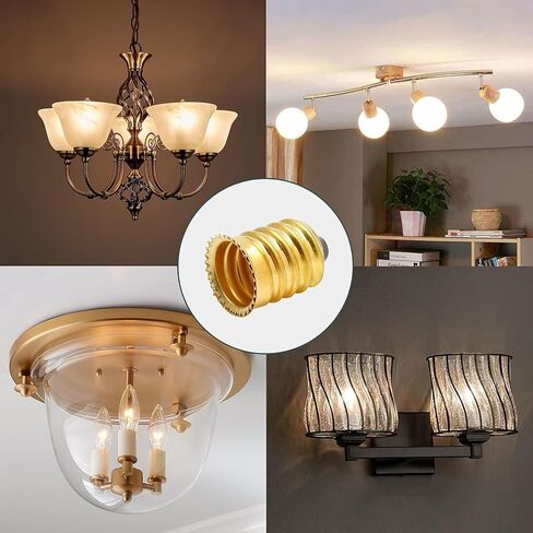 10 Pack E14 to E12 Adapter Converter, European to Candelabra Reducer, Pure Copper Light Adapter Socket Bulb Adapter, Golden Lamp Adapter in Saudi Arabia