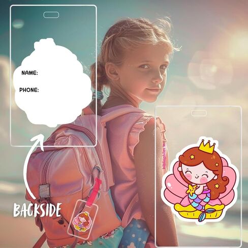 Writable Writable Transparent Bag Luggage Tags, PVC Luggage Labels for Suitcases with Name Address Phone Number Labels Travel Tag for Baggage Identity ID Labels for Trolley, Suitcase (Mermaid) in Saudi Arabia