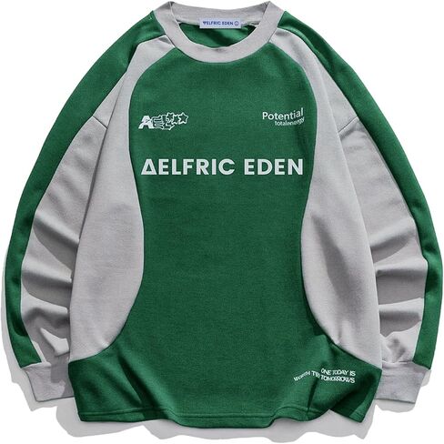 Aelfric Eden Oversized Graphic Sweatshirt for Women Contrast Color Crewneck Long Sleeve Tops Casual Pullover in Kuwait