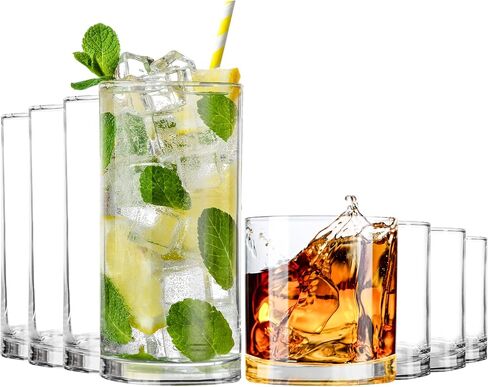 8 Pack Premium Quality Clear Plastic Tumblers - Each 16 Ounce Drinking Glasses - Reusable & BPA-Free Plastic Drinking Cups For Water, Juice & Other Drinks in Saudi Arabia