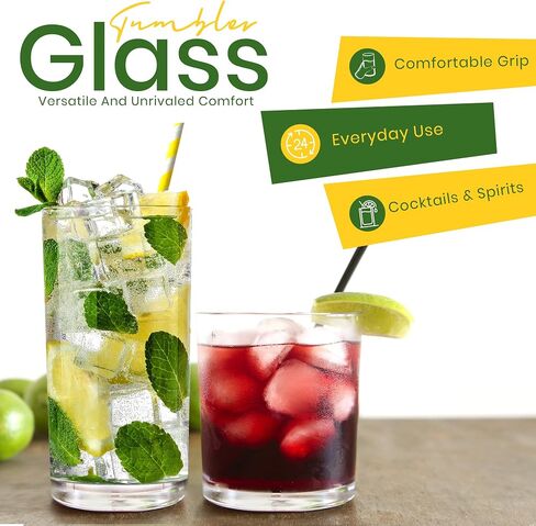 8 Pack Premium Quality Clear Plastic Tumblers - Each 16 Ounce Drinking Glasses - Reusable & BPA-Free Plastic Drinking Cups For Water, Juice & Other Drinks in Saudi Arabia