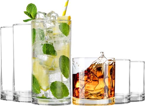 8 Pack Premium Quality Clear Plastic Tumblers - Each 16 Ounce Drinking Glasses - Reusable & BPA-Free Plastic Drinking Cups For Water, Juice & Other Drinks in Saudi Arabia