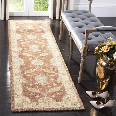 SAFAVIEH Antiquity Collection 2'3" x 8' Brown / Taupe AT315A Handmade Traditional Oriental Premium Wool Runner Rug in Saudi Arabia