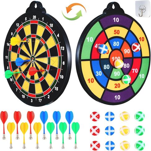 2 in 1 Double-Sided Magnetic Dart Board for Kids and Adults,2 Models Dart Game(12Magnetic Dart)+12 Sticky Balls Or 2 Toy Gun+40 Foam Dart.6-12 Year Boy Girls Indoor outdoor Party Game Toy Gifts in Saudi Arabia