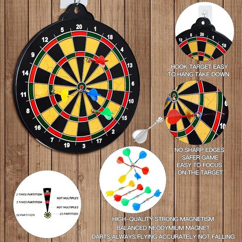 2 in 1 Double-Sided Magnetic Dart Board for Kids and Adults,2 Models Dart Game(12Magnetic Dart)+12 Sticky Balls Or 2 Toy Gun+40 Foam Dart.6-12 Year Boy Girls Indoor outdoor Party Game Toy Gifts in Saudi Arabia