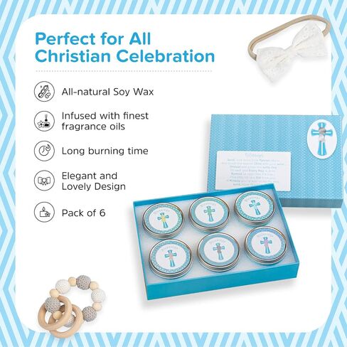 Totally Unique - PREMIUM - Baptism Favor Candles (6-Pack) First Communion | Christening Favors | 1st Communion Favors | Holy Communion Favors | All Christian Celebrations in Saudi Arabia