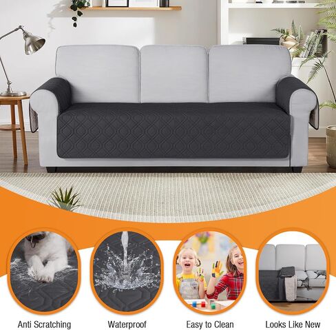 VANSOFY Couch Cover, Waterproof Sofa Covers Couch Washable Slipcover Furniture Protector Non-Slip Couch Cover for Dogs, Pets(Sofa, Deep Gray) in Saudi Arabia