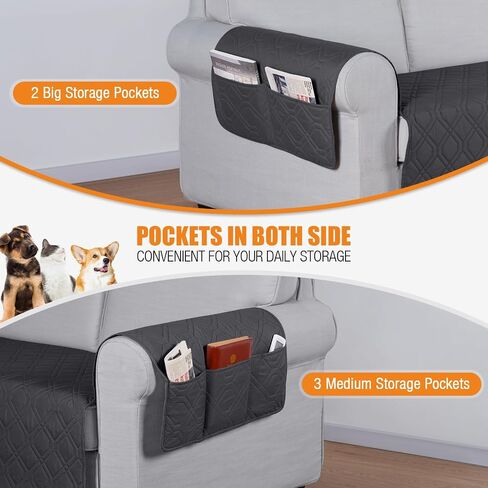 VANSOFY Couch Cover, Waterproof Sofa Covers Couch Washable Slipcover Furniture Protector Non-Slip Couch Cover for Dogs, Pets(Sofa, Deep Gray) in Saudi Arabia