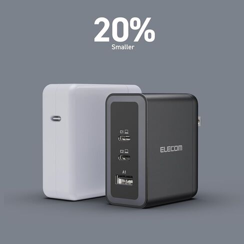 ELECOM 150W USB C Wall Charger Block, 4 Multi Port GaN II Smart PD, Ultra-Fast Charging, Compact Power Adapter for Multiple Devices, Laptops, Tablets, iPhone, iPad, Watch, Speakers, Airpods - Black in Kuwait