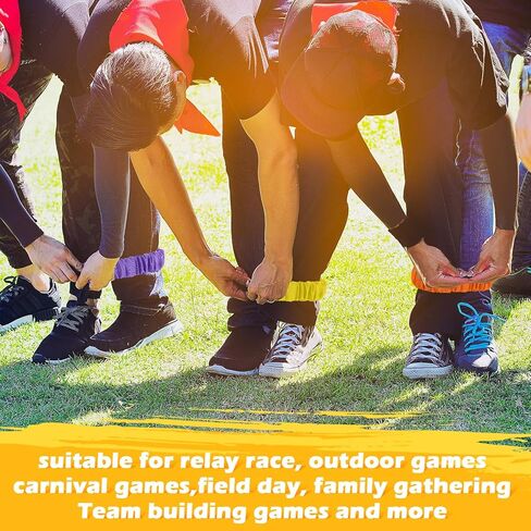 24 قطعة 3 فرق سباق ذات أرجل مع ميداليات جائزة الفائز، حبل ربط مرن ملون لألعاب سباق التتابع، ألعاب رياضية مدرسية، ألعاب الكرنفال في الهواء الطلق، مستلزمات أنشطة فريق الأطفال in Kuwait