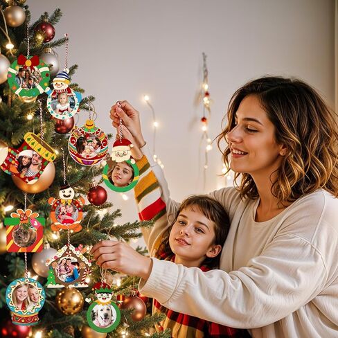 24 قطعة من زينة إطار صور عيد الميلاد من OurWarm، زخارف صور خشبية غير مكتملة للطلاء بالملصقات والأقلام الملونة، مجموعة صنع الحلي الخشبية المخصصة لديكورات المنزل الشجرية in Kuwait