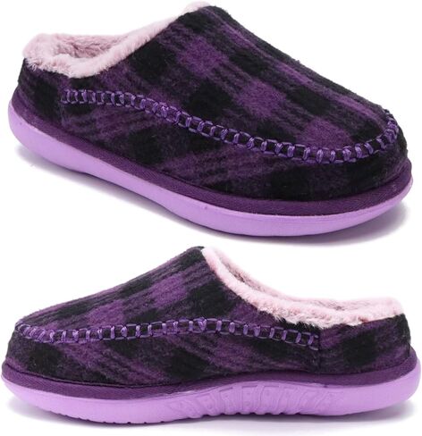 شبشب نسائي من KuaiLu مع دعم مريح لقوس القدم والتهاب اللفافة الأخمصية والتهاب اللفافة الأخمصية، شباشب للسيدات شتوية دافئة سهلة الارتداء على أحذية اللباد ونعل مطاطي صلب وردي مقاس 9 in Kuwait