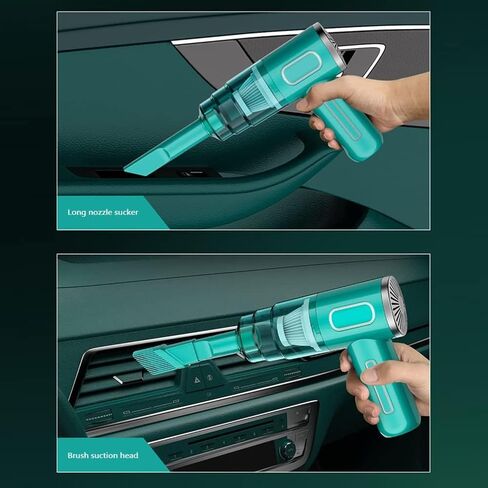 Portable 29000pa Powerful Suction Cordless Dust Collector Wet Dry Dual Use Car Vacuum Cleaner Home Mini Wireless Vacuum Cleaner Green in Saudi Arabia