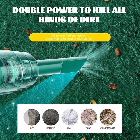 Portable 29000pa Powerful Suction Cordless Dust Collector Wet Dry Dual Use Car Vacuum Cleaner Home Mini Wireless Vacuum Cleaner Green in Saudi Arabia
