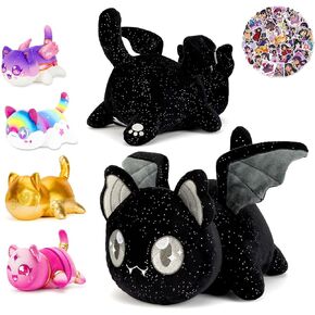 61-PCS-Sheep Pierce Cat Plush +60-Stickers-Plush,Cat Plush Toys Blind Box Cat Plush Series-100% Polyester Embroidery Plush Pillow-Cute Popular Cat Plush Collectibles(Rainbow Cat Plush)