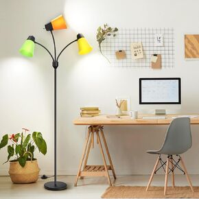 FOLKSMATE 3-Light Floor Lamp, LED Medusa Muiti-Head Adjustable Arc Standing Lamp, Gooseneck Tree Tall Light for Living Room, Kid Room, Bedroom, Black