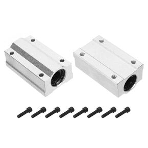 uxcell 2PCS SCS12LUU Linear Motion Ball Bearing Slide Bushing Aluminum 70mm Long Linear Roller Bearing Slide Block for 12mm Round Shaft Rod in 3D Printer, CNC Machine, Silver Tone