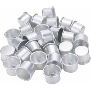20 Pcs Aluminum Candle Cups Small Metal Candlestick Holder Cups Tealight Cups Candlestick Liners Inserts Holders for Lamp or Candle Making, 27 x 19 mm (Silver)