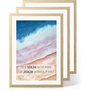 Traditional White 20x20 Picture Frame for Wall Display, Fits 16x16 Frame with Mat or 20x20 Poster Frame Without Mat, 3 Pack