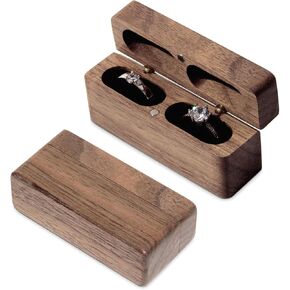 Ring Bearer Box for Wedding Ceremony Engraved Wooden Ring Holder for 2 Rings (Engraved-You are my universe)