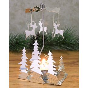 Spinning Reindeer Christmas Candle Holder - Hanging Charms Spin When The Tealight Candle is Burning - Christmas Trees - Scandinavian Design - Rotary Candle Holder