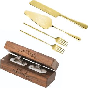 Personalized Cake Cutting Set for Wedding and wooden ring box