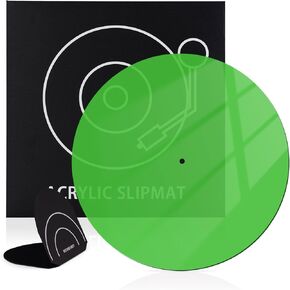 Rockhouse Vinyl Slipmat, White Acrylic Turntable Slip Mat Platter Dj Slipmats for 12'' Vinyl Turntable Record Player Accessories, with Record Mitt LP Handler