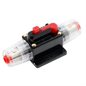 100 Amp Circuit Breaker with Manual Reset, 12-48 Volt DC, 0-8 Gauge Trolling Motor Car Stereo Audio Inline Fuse Block Holders Inverter for Automotive Rv Marine Boat (100A)