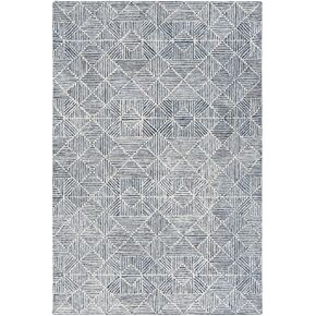 SAFAVIEH Abstract Collection Area Rug - 6' x 9', Blue & Ivory, Handmade Wool, Ideal for High Traffic Areas in Living Room, Bedroom (ABT763M)
