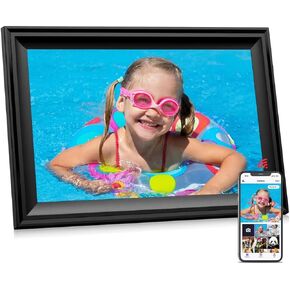 Digital Picture Frame 10.1 Inch WiFi Digital Photo Frame, 1280 * 800 HD Touch Screen, 16GB Storage, Auto-Rotate Slideshow, Wall-Mounted, Instantly Share Photos and Video via Phone App, White