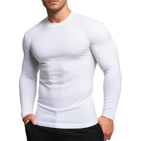 Men's Long Sleeve T-Shirt, Crewneck Base Layer, Lightweight Thermal Shirt Slim Fitted Tshirt Stretchy