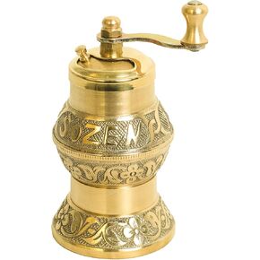 Handmade Sozen Pepper Grinder Manual Brass Mill Istanbul Crafted 4.7", Portable Stainless Steel Conical Burr Pepper Mill, Portable Hand Crank Turkish Pepper Grinder, Sozen Pepper Grinder