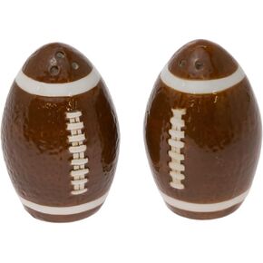 Boston International Football Season Super Bowl Party Ceramic Salt & Pepper Shakers, Set of 2, Football Fever