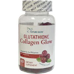 Nature Glow Glutathione Collagen Glow, 60 Organic Chewable Gummies (Strawberry (2 Bottles))