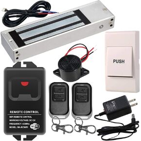 Access Control System Kit with 1200lbs UL Listed Magnetic Lock Exit Button WiFi Remote & Buzzer Controlled by Smartphone