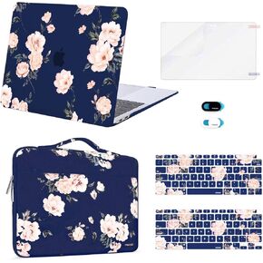 MOSISO Compatible with MacBook Air 13 inch Case 2022 2021 2020 2019 2018 Release A2337 M1 A2179 A1932 Retina, Plastic Camellia Hard Shell Case&Bag&Keyboard Skin&Webcam Cover&Screen Protector, Black