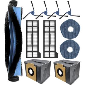 Replacement Parts Kit for eufy X10 Pro Omni Robot Vacuum, 1 Roller Brush, 2 Hepa Filter, 2 Dust Bags, 2 Mop Pads, 4 Side Brushes -11Pack