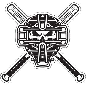 WickedGoodz Baseball Softball Vinyl Decal - Catchers Bumper Sticker - Crossed Bats Skull Design - Baseball Mom Dad or Coach Decal