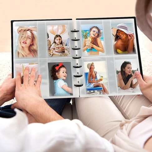 مجلد بطاقات الصور، 20 صفحة داخلية، كتاب حامل بطاقات الصور مقاس 3 بوصة، 80 جيبًا، مناسب للعائلة وحفلات الزفاف وألبوم السفر وبطاقة النجوم (قطعتان من الملصقات المزخرفة) in Kuwait